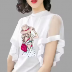 FASHION WHITE COLORED PRINTED T-SHIRT FOR WOMEN