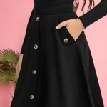 Latest Trending Golden Button Skirt For Women (Black)