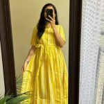 New beautiful trending yellow lining Best party wear dress