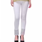 Lace Cotton Leggings _White_ Women's & Girl's _Soft cotton, Stretchable & Comfortable with Stylish