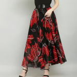 Black With Red Jesmin Print Skirt