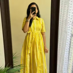 New beautiful trending yellow lining Best party wear dress
