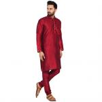 Men's Art Silk Kurta Pajama Set Embroidered Ethnic Dress