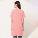 Women Cotton Pocket Long T-shirt