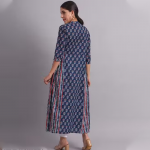 Women"s Blue Printed Cotton Casual wear Jacket & Kurtis