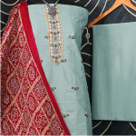 Party Wear Designer Cotton Dress Material Mirror Work