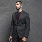 Striped Tailored Fit Notched Lapel Two Piece Suit