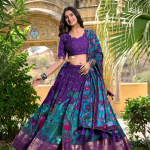 Tussar Silk Kalamkari Print Lehenga Choli Featuring a Sophisticated Foil Work Border