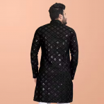 Men's Ethnic Mirror Work Kurta/Stylish Mirror Embroidered Kurta for Men/Trendy Men’s Mirror Work Kurta for Haldi & Festive Wear/Men's Festive Wear Mir