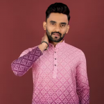 Designer Wedding Purple Kurta for Men