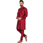 Men's Art Silk Kurta Pajama Set Embroidered Ethnic Dress