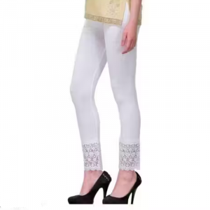Lace Cotton Leggings _White_ Women's & Girl's _Soft cotton, Stretchable & Comfortable with Stylish
