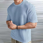 Men Popcorn Fabric Round Neck Regular Tshirts