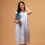 Cotton Short Nighty / Knee Length Nighty / Night Dress / Midi For Women & Girls