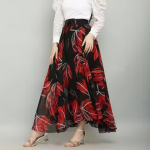 Black With Red Jesmin Print Skirt