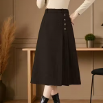 Classy Black Color Cotton Lycra Blend Below Knee Length Skirt For Women