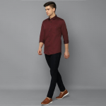 Solid Cotton Slim Fit Mens Casual Shirt