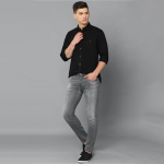 Solid Cotton Slim Fit Mens Casual Wear Shirt